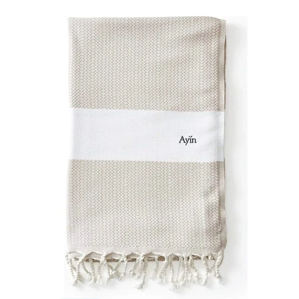 AYIN Genuine Turkish Towel Organic Aegean Cotton Natural Flatwoven 39x70in